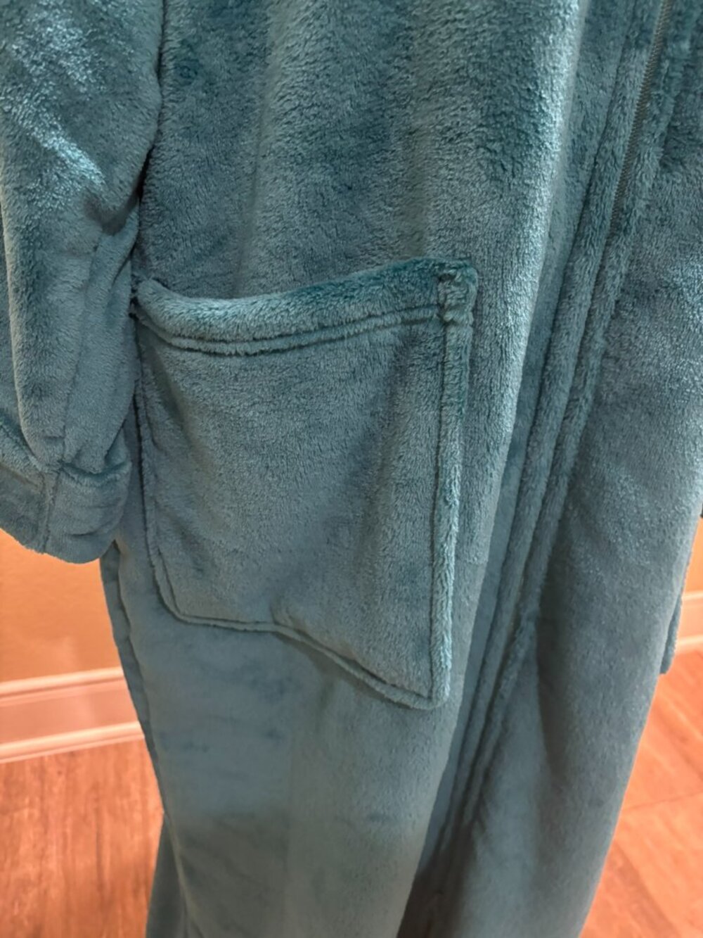 NWT Alexander Del Rossa Plush Zip Front Robe Housecoat Teal Green 2X Plus - Picture 4 of 12